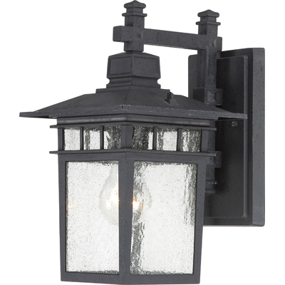 Nuvo Lighting 60/4953  Cove Neck - 1 Light - 12" Outdoor Lantern with Clear Seed Glass in Textured Black Finish